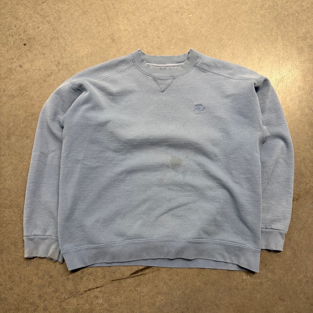 Starter Pro 80 Heavyweight Crewneck Sweatshirt Light Blue Mens Medium Vintage